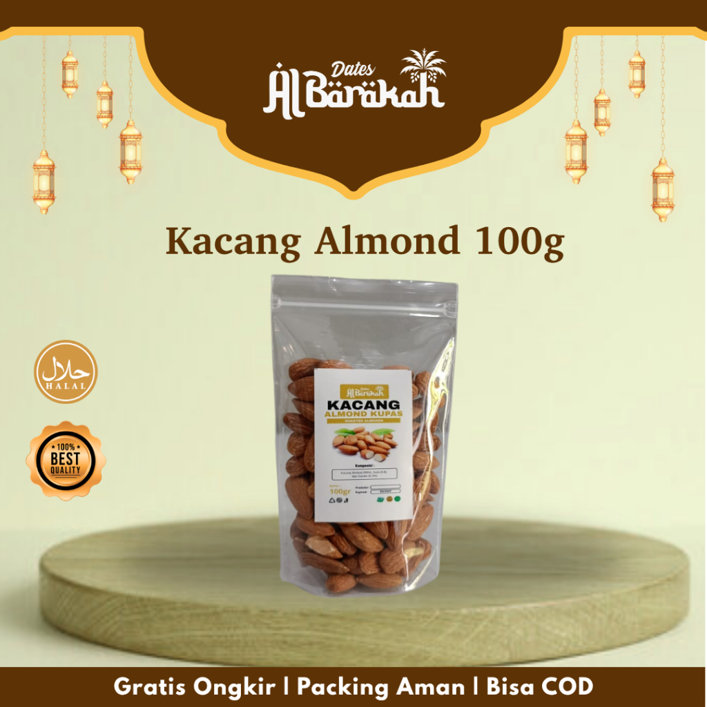 

Kacang Almond Panggang 100gr- Fresh, Renyah, & Sehat untuk Camilan & Topping