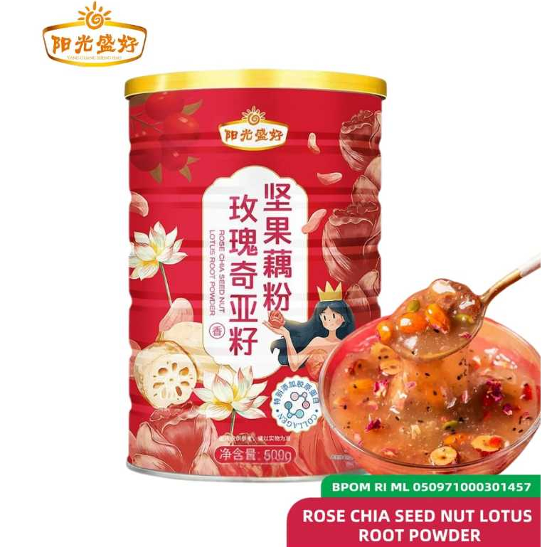 

[HALAL] YANG GUANG SHENG HAO 500gram Oufen Lotus Powder Bubuk Akar Teratai Original BPOM RI-Lotus Rose Colagen