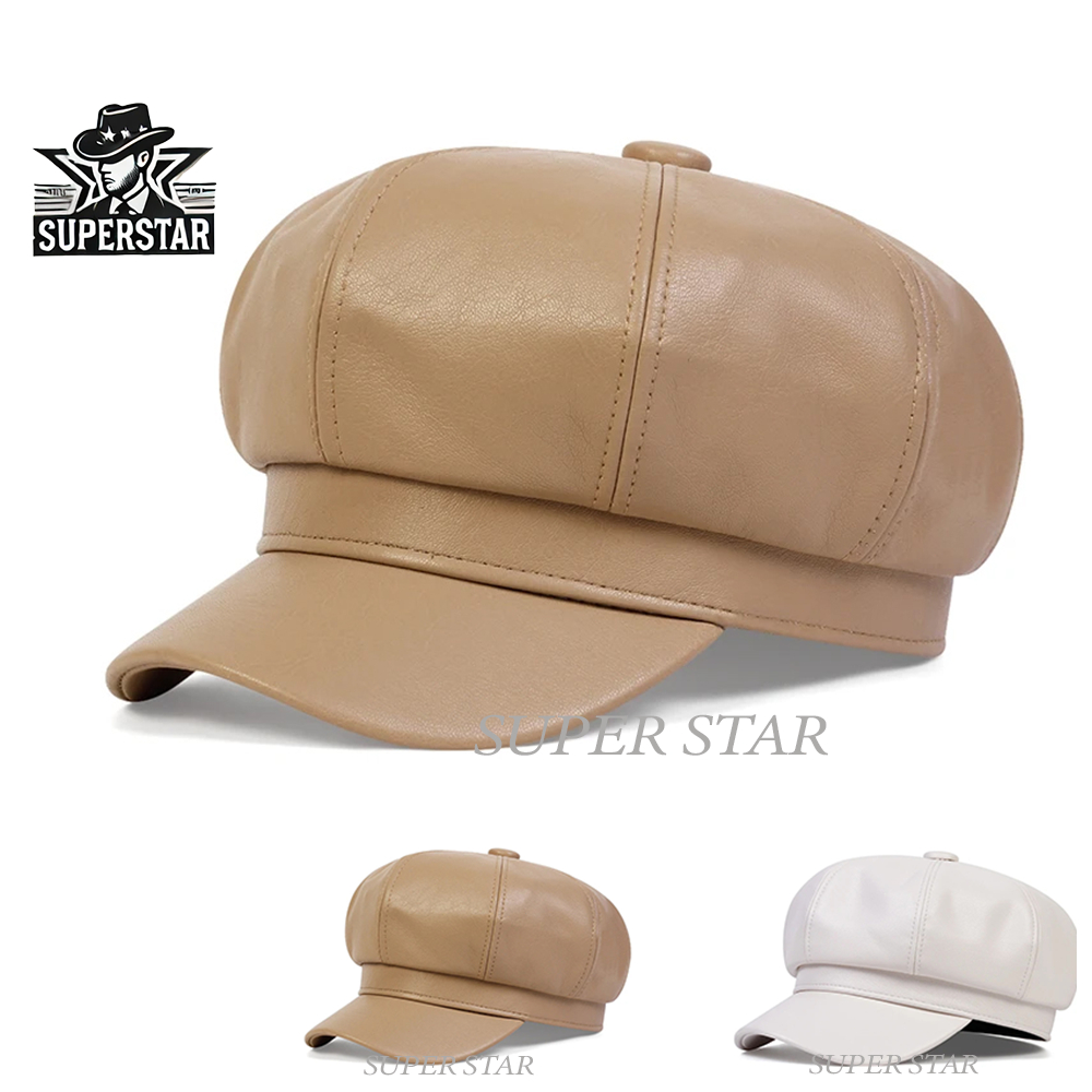 Topi Baret Korea Premium/Topi Kulit/Leather Hat/Baret Hat