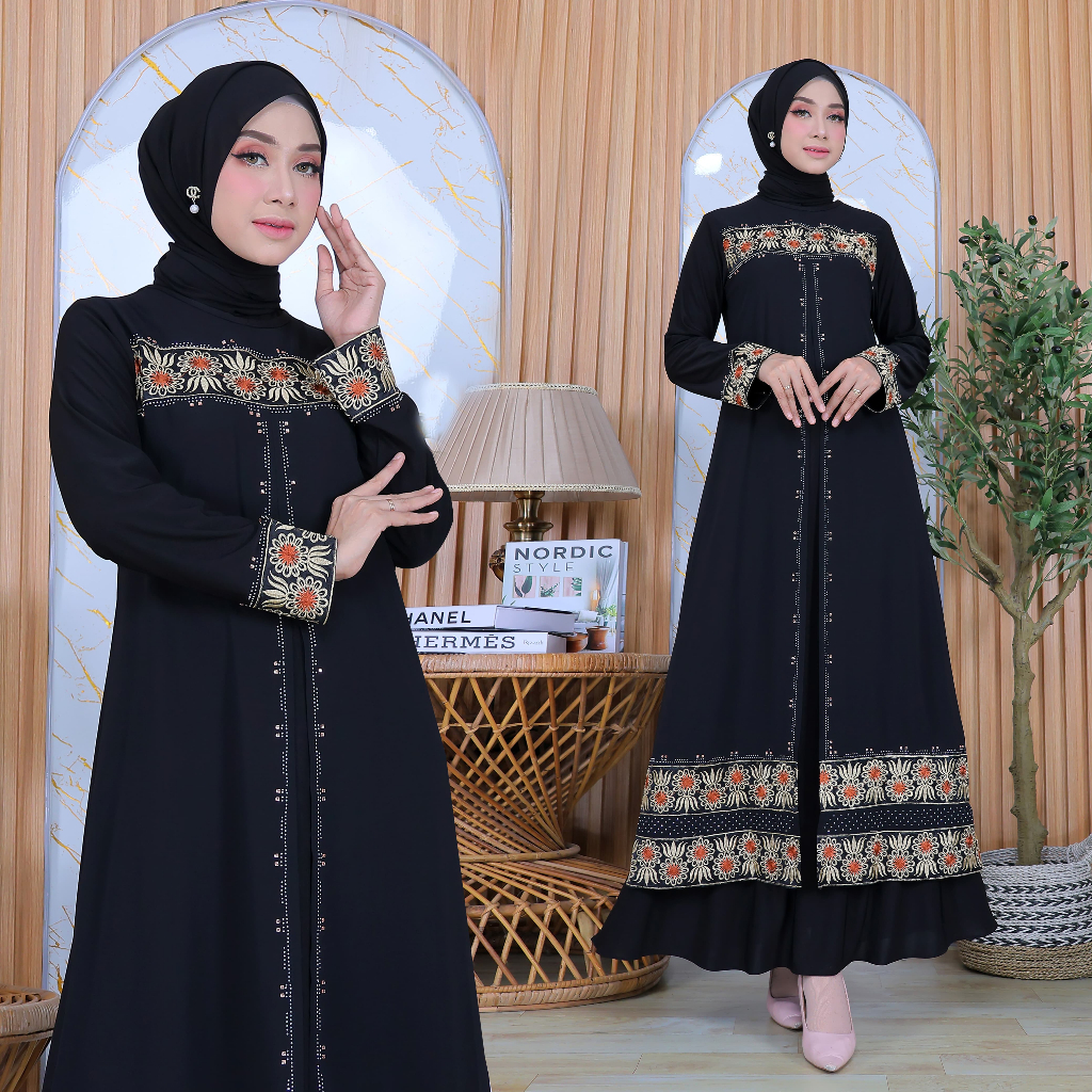 GAMIS ABAYA TURKI MEWAH // GAMIS BORDIR MOTIF BUNGA MURAH KUALITAS PREMIUM SIZE M L XL XXL