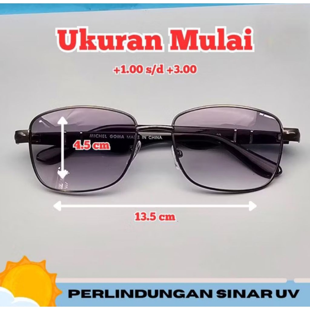 kacamata baca dan jalan pria/wanita dobel fokus lensa teduh anti UV kacamata baca double Fokus kacam
