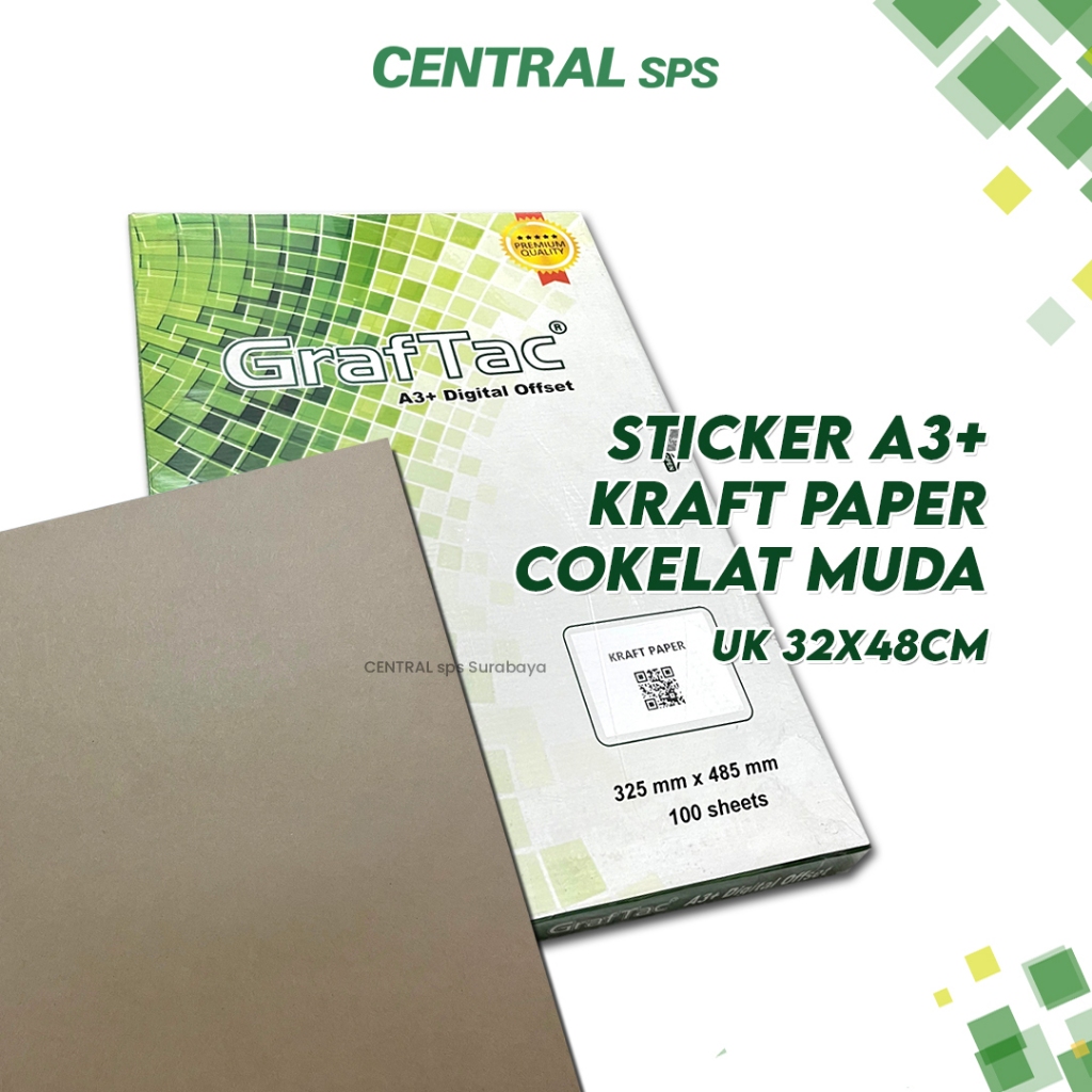 

Graftac Sticker Kraft Paper Cokelat Muda A3+ Bahan 100 Lembar - CENTRAL sps
