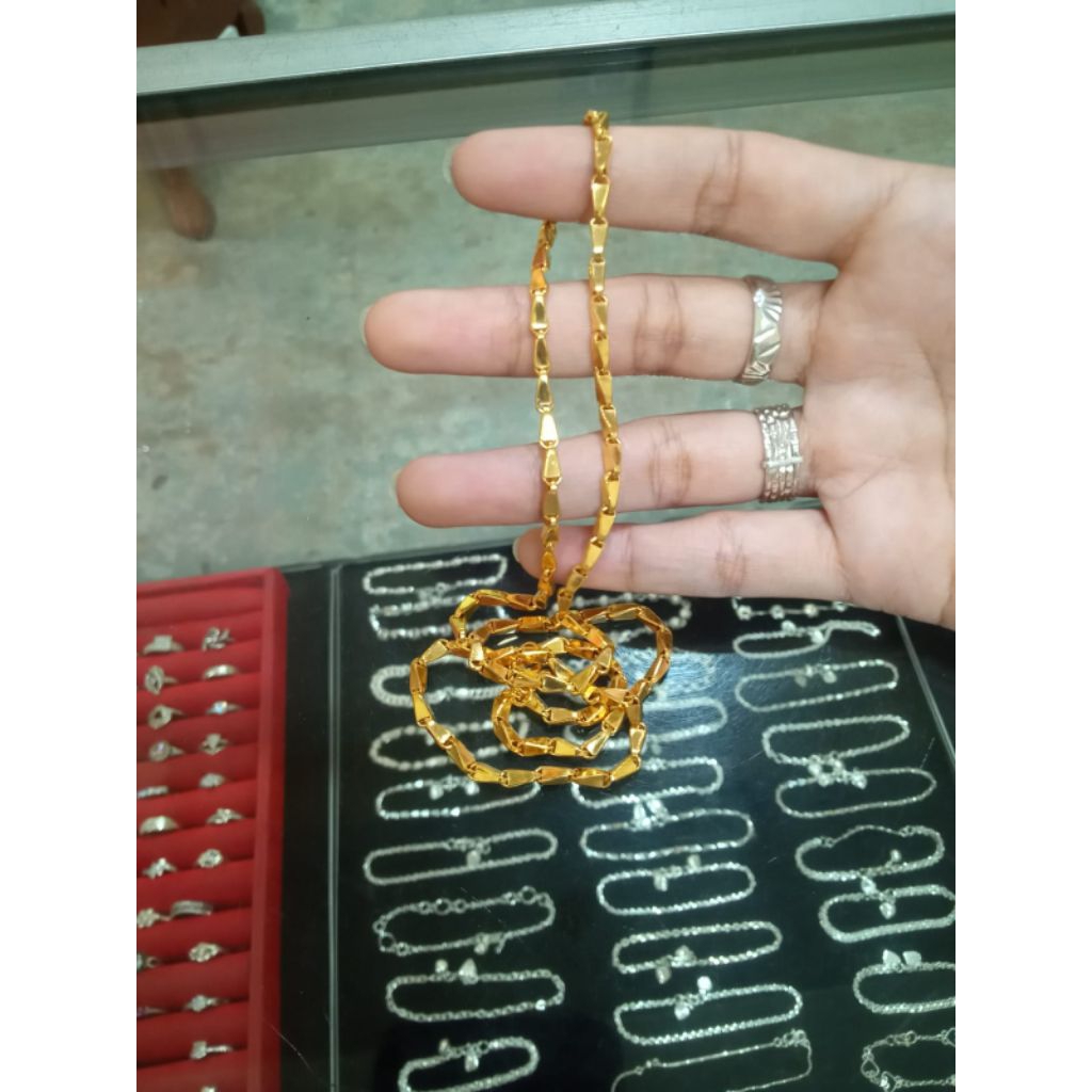 kalung padi koin/kuningan lapis emas