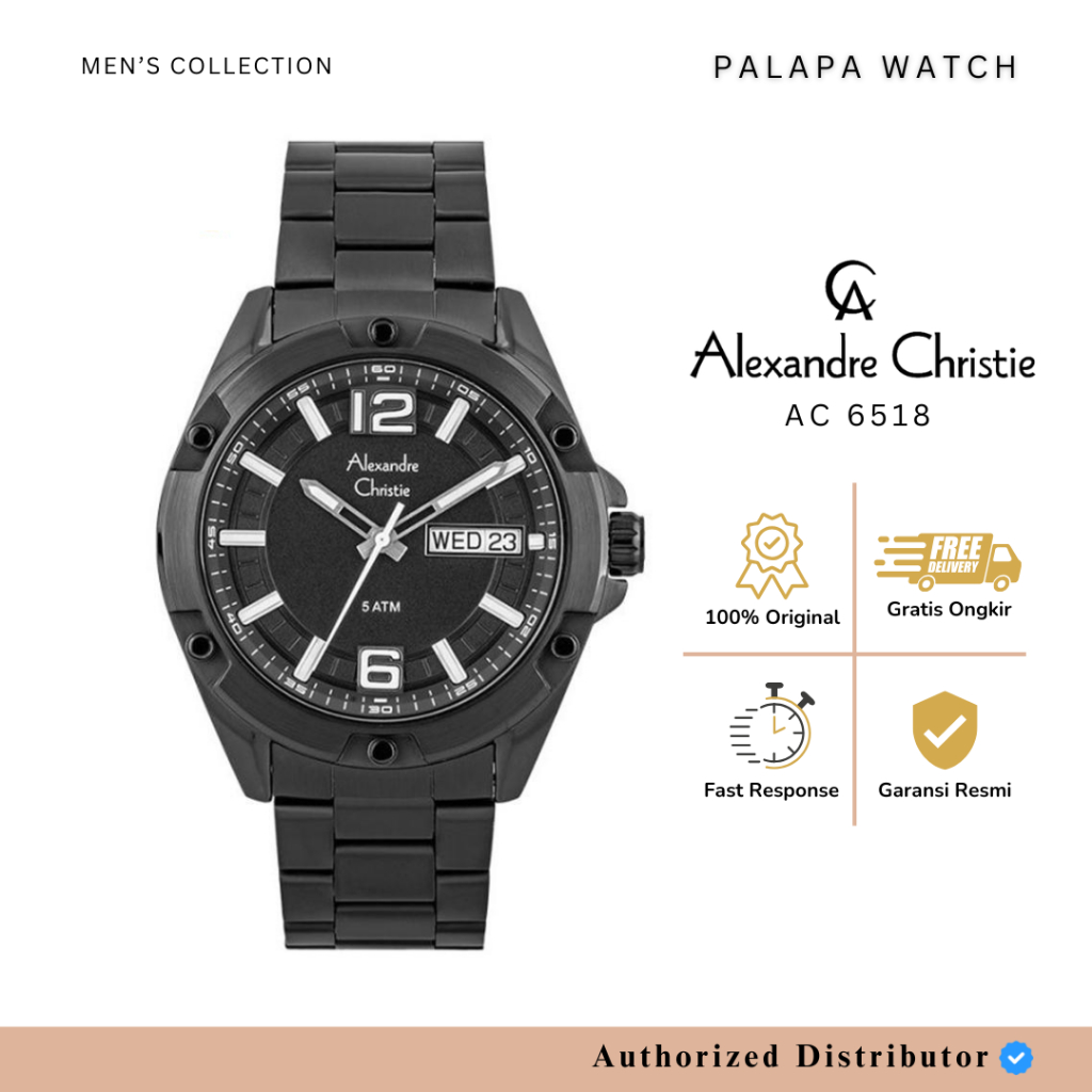 Jam Tangan Pria Alexandre Christie AC 6518 / ac6518 / 6518 Rantai Sporty Original Garansi 1 Tahun