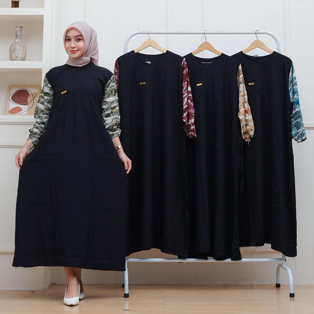 DRESS GAMIS Madinah hitam kombinasi