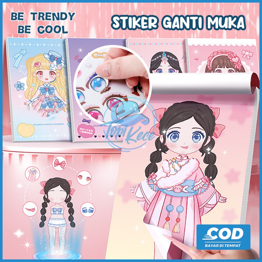 

Stiker Mainan Anak Kartun Change Makeup DIY Lucu Buku Sticker Berdandan Ganti Pakaian Muka Kekinian