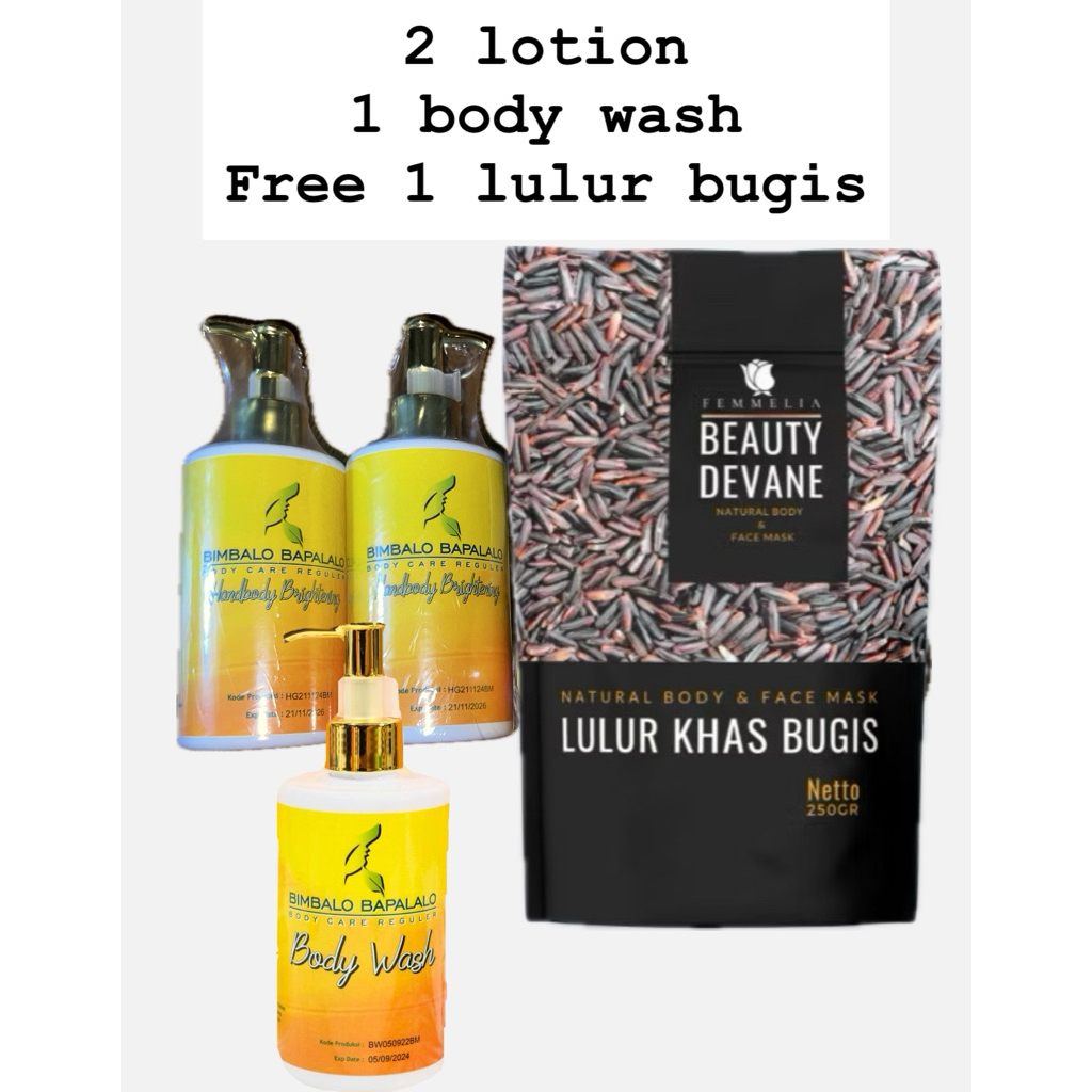 2 lotion + 1 body wash FREE 1 lulur khas bugis beauty devane
