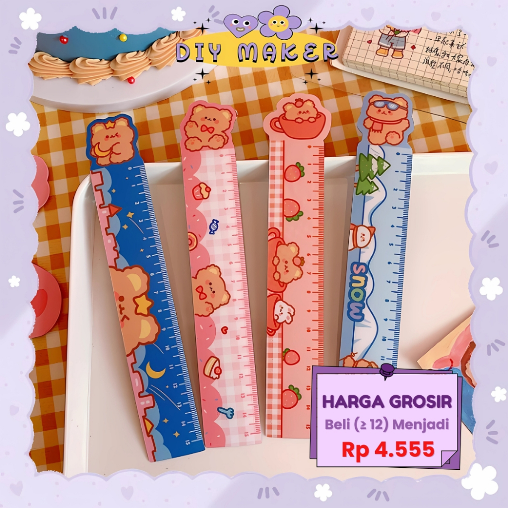

DM Penggaris 15cm Kawai Lucu Cartoon Penggaris Alat Tulis Sekolah Motif Astronot ATK Penggaris AT36
