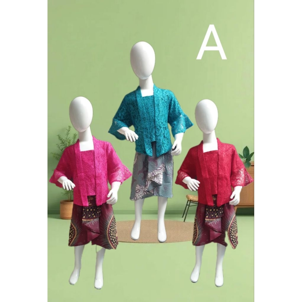 kebaya anak perempuan lucu/ batik anak/ kebaya/ kebaya brokat/ kebaya kartini/ baju kartini/ baju ag