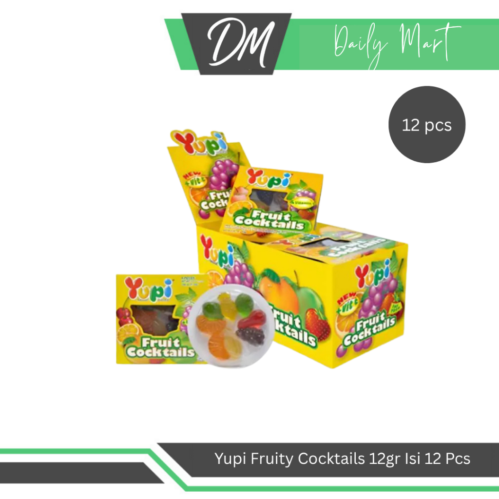 

Yupi Fruit Cocktails 1 Box Isi 12 Pcs x 12gr - Permen Kenyal Rasa Buah Berbentuk Lucu Enak Murah