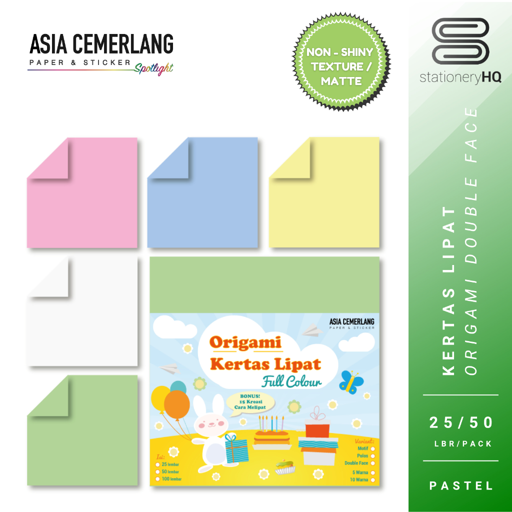 

Kertas Origami Lipat Double Face / Origami Warna Bolak Balik Pastel