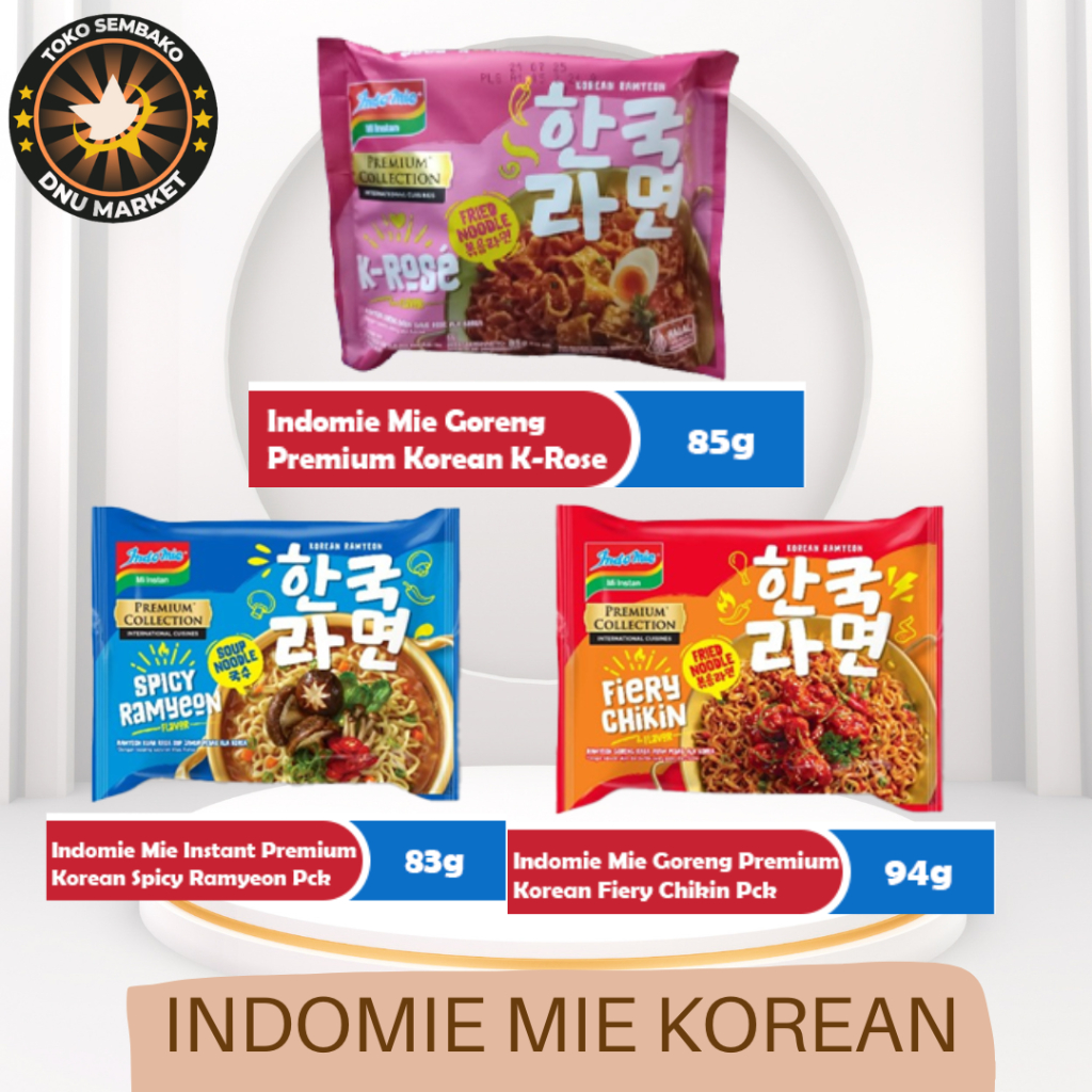 

INDOMIE MIE GORENG PREMIUM KOREAN K-ROSE | INDOMIE MIE GORENG PREMIUM KOREAN FIERY CHICKIN | INDOMIE MIE INSTANT PREMIUM KOREAN SPICY RAMYEON