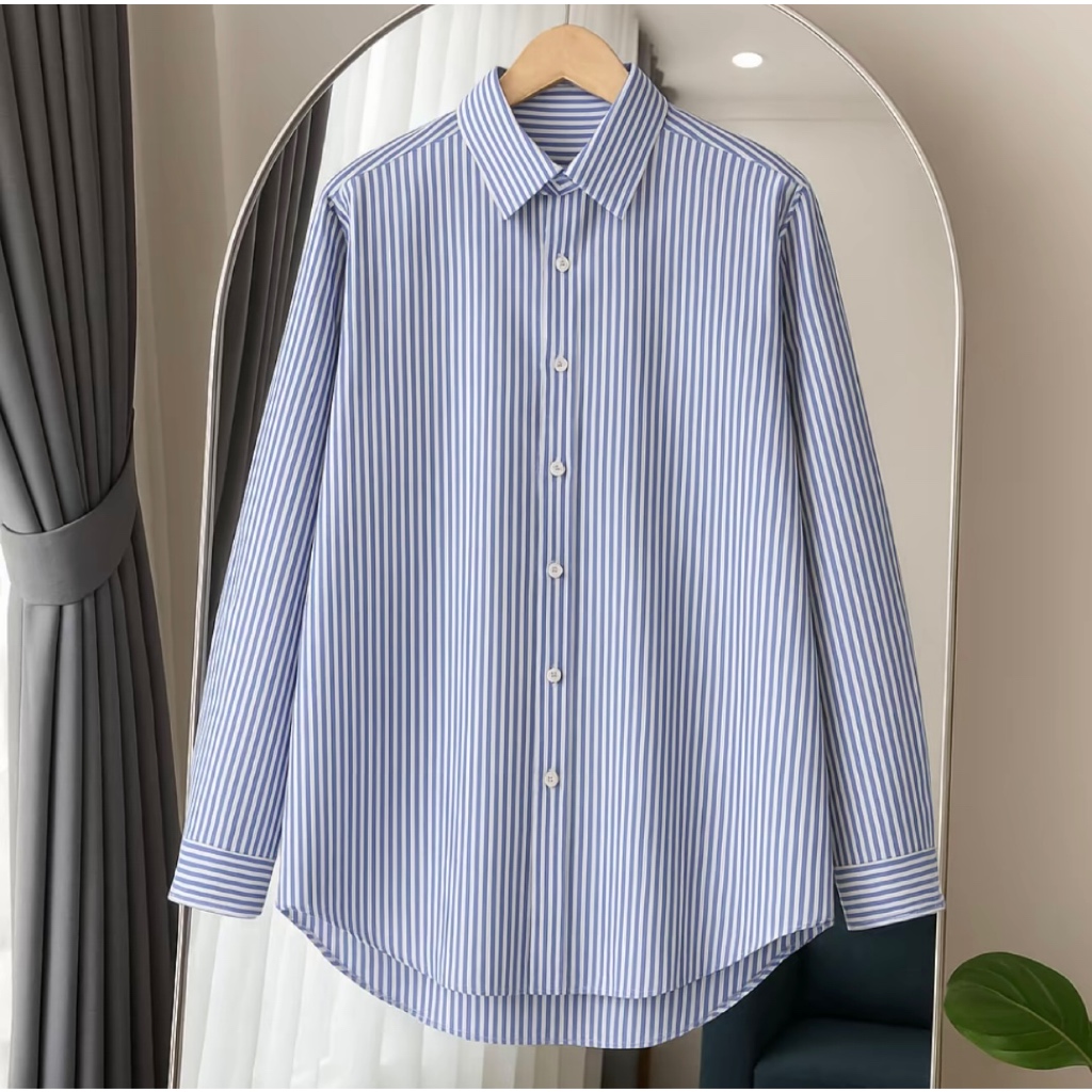 Striped shirt - Blus & Kameja Oversize premium - /baju wanita - Kameja basic jumbo wanita ala Korean
