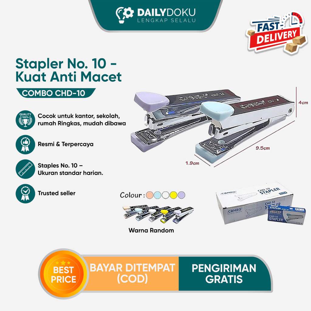

Stapler/Hakter No. 10 Combo CHD-10 Kuat & Anti Macet – Alat Staples Serbaguna untuk Kantor, Sekolah & Rumah