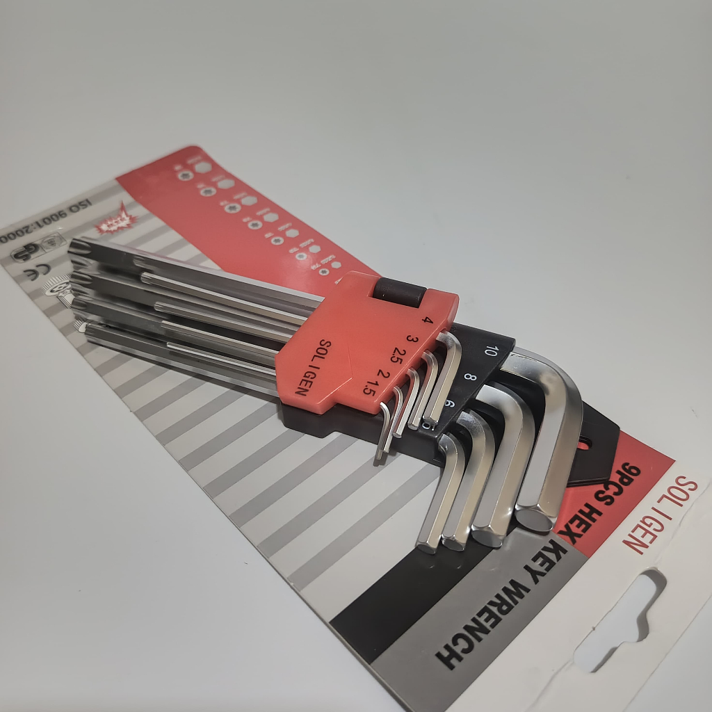 Soligen Kunci L Set Lengkap 9 Pcs Kombinasi Bintang Lubang CR-V / kunci l tekiro 1 set lengkap ori