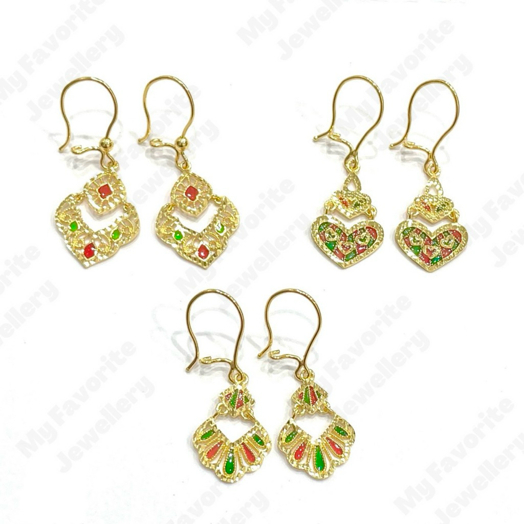 Anting Rumbai Warna Motif Dubai (Emas Asli Kadar 700 16K)