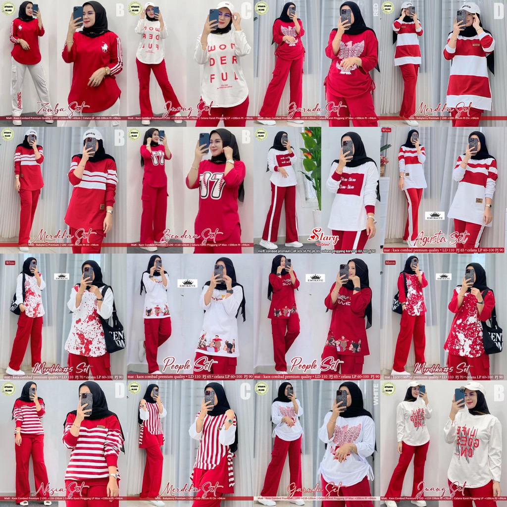 Alfihijabstore 30.7 setelan Merah putih Kemerdekaan by AMELIA Athaya Emirates|| Merdeka Juang garuda