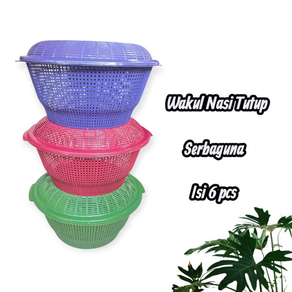 6 PCS WAKUL NASI TUTUP HAJATAN PLASTIK CETING MURAH