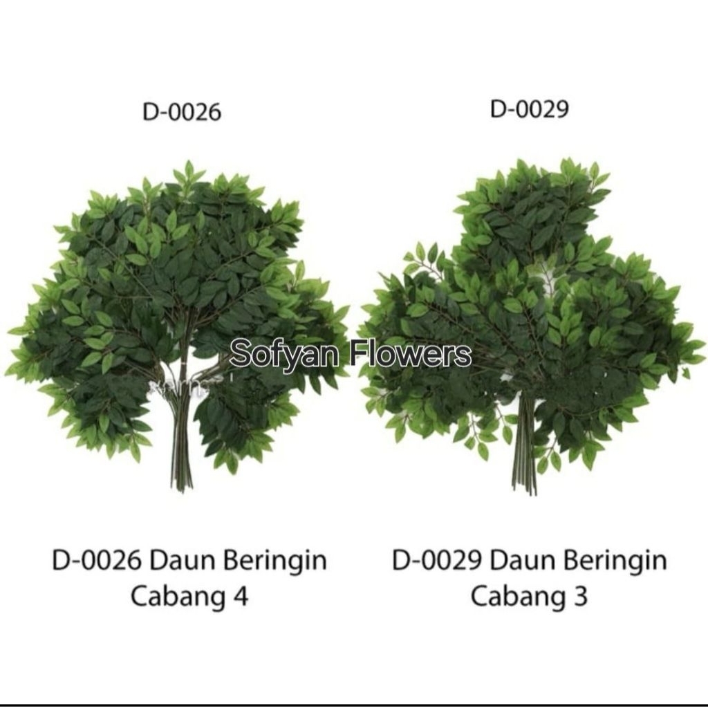 DAUN BERINGIN ARTIFICIAL CABANG 3 & 4  Plastik Dekorasi / Daun Beringin Hijau Plastik Murah / Import