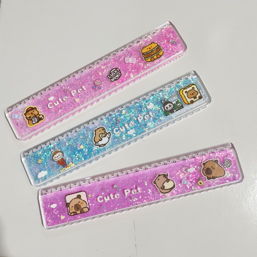 

Quicksand Ruler Penggaris Air Glitter Lucu Capybara Labubu / Penggaris Ruler Sekolah Anak Kantor Cute
