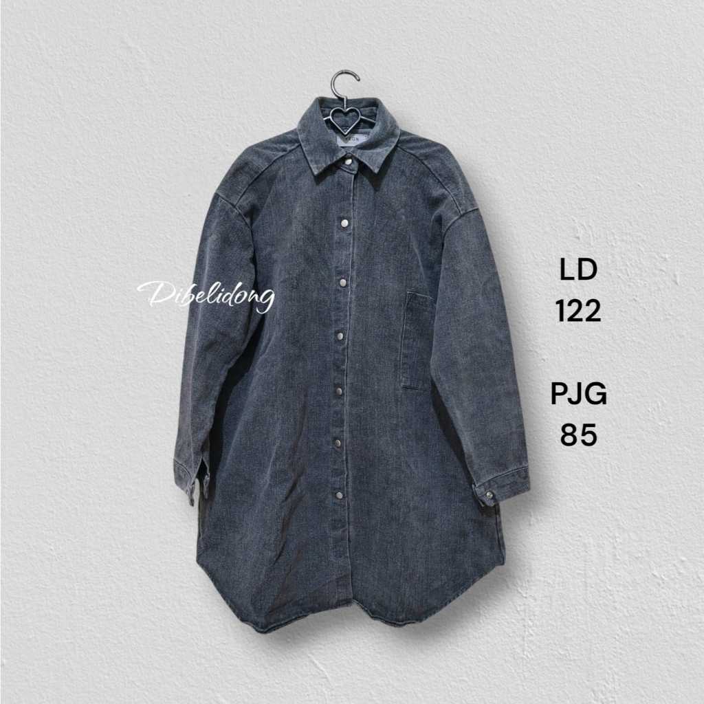 Jaket kemeja tunik denim tebal size XL