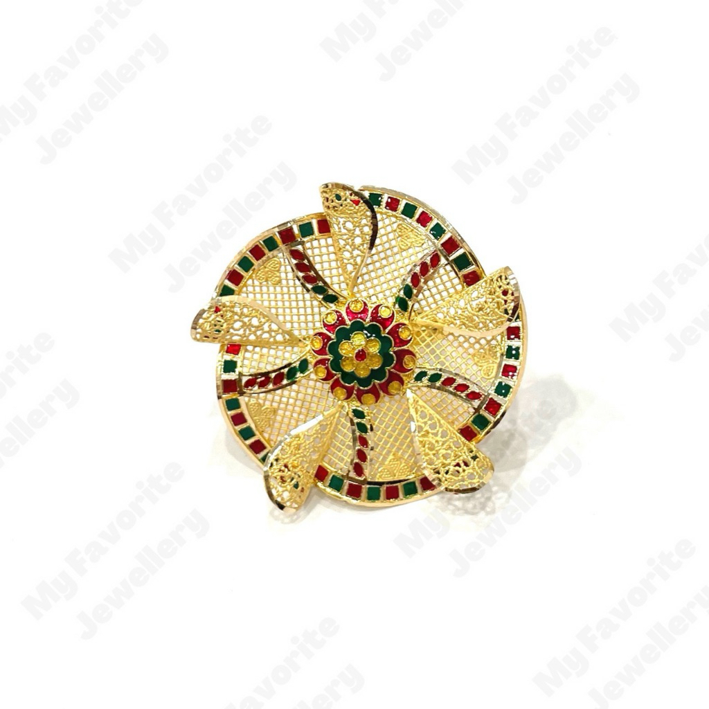 Cincin Adjustable Warna Kembang Motif Dubai Emas Asli Kadar 700
