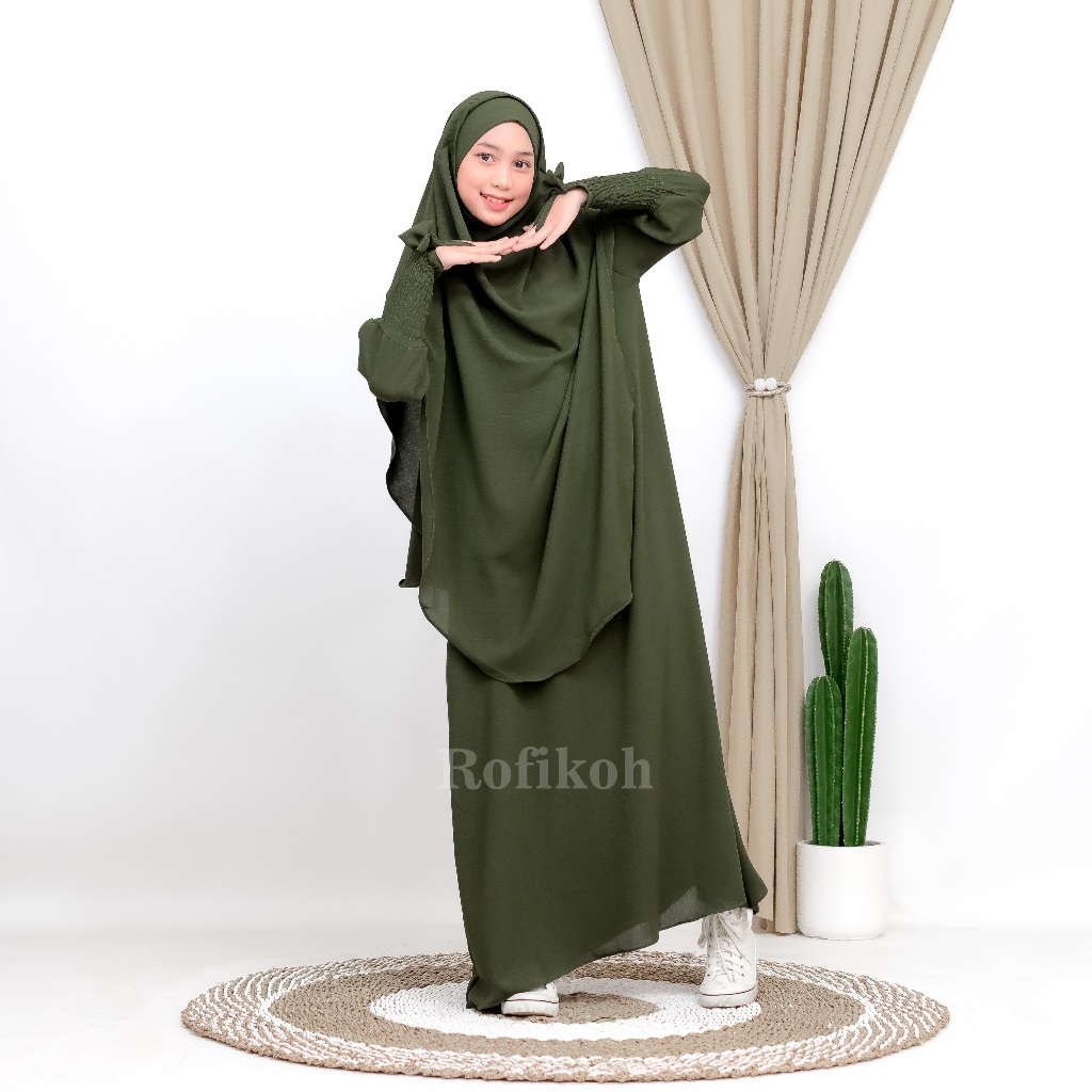 MINA KIDS Set Abaya French Khimar Anak Perempuan Usia 7 - 12 Tahun
