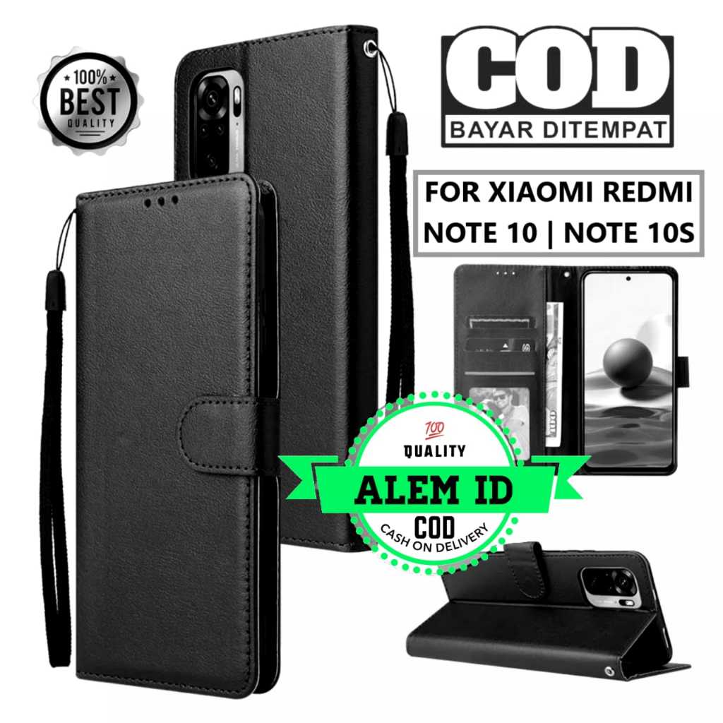 Leather Flip Untuk Xiaomi Redmi Note 10 | Note 10S (6,43'' Inch) - Wallet Case Kulit - Casing Dompet