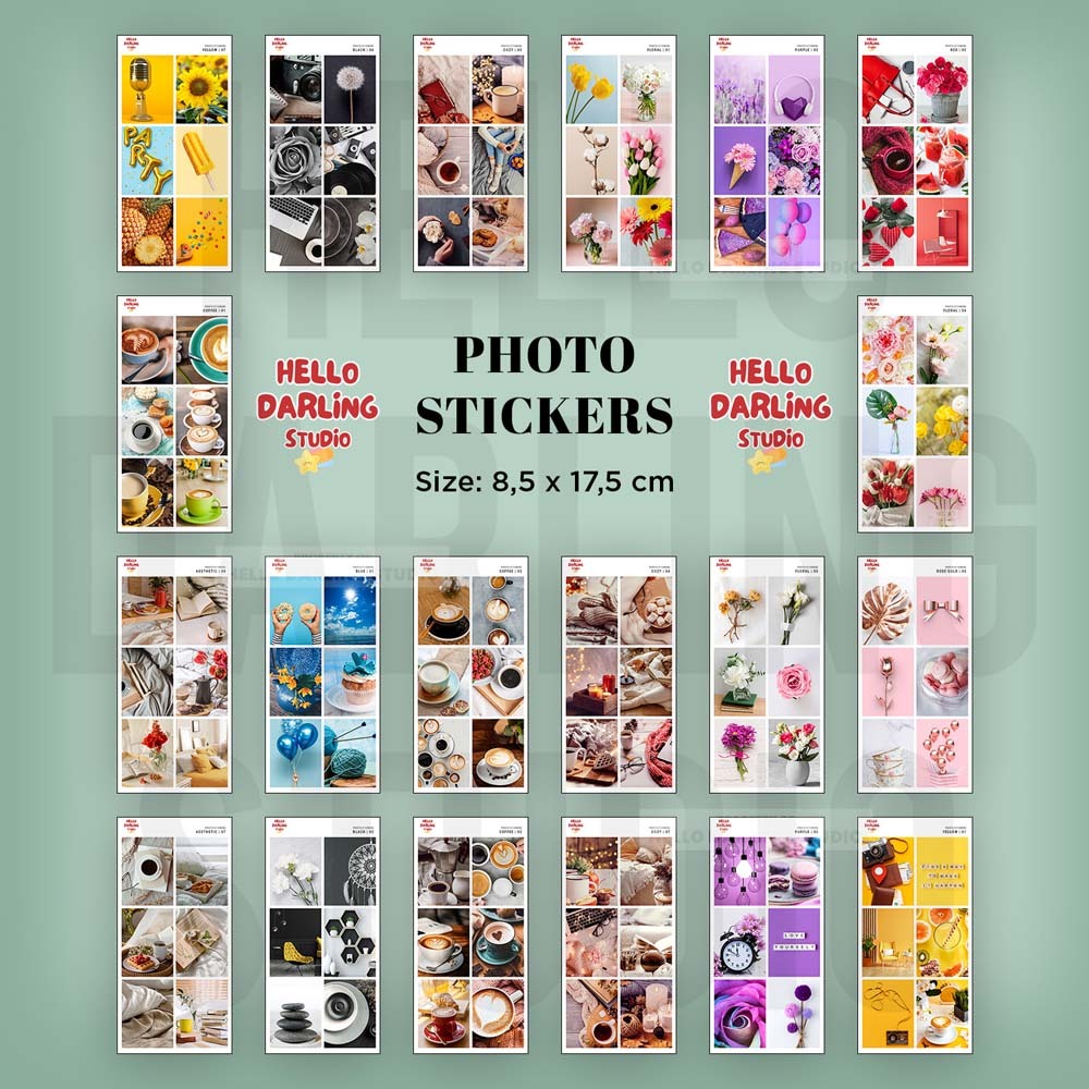 

Aesthetic Photo Sticker Sheets Bujo Journaling Deco. Kiss Cut.