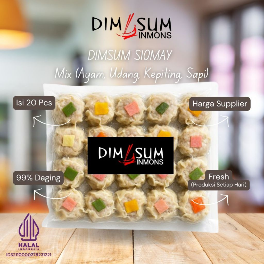 

Inmons Dimsum Premium Halal isi 20 - Mix Udang Ayam Kepiting Sapi Siomay Frozen Food harga reseller