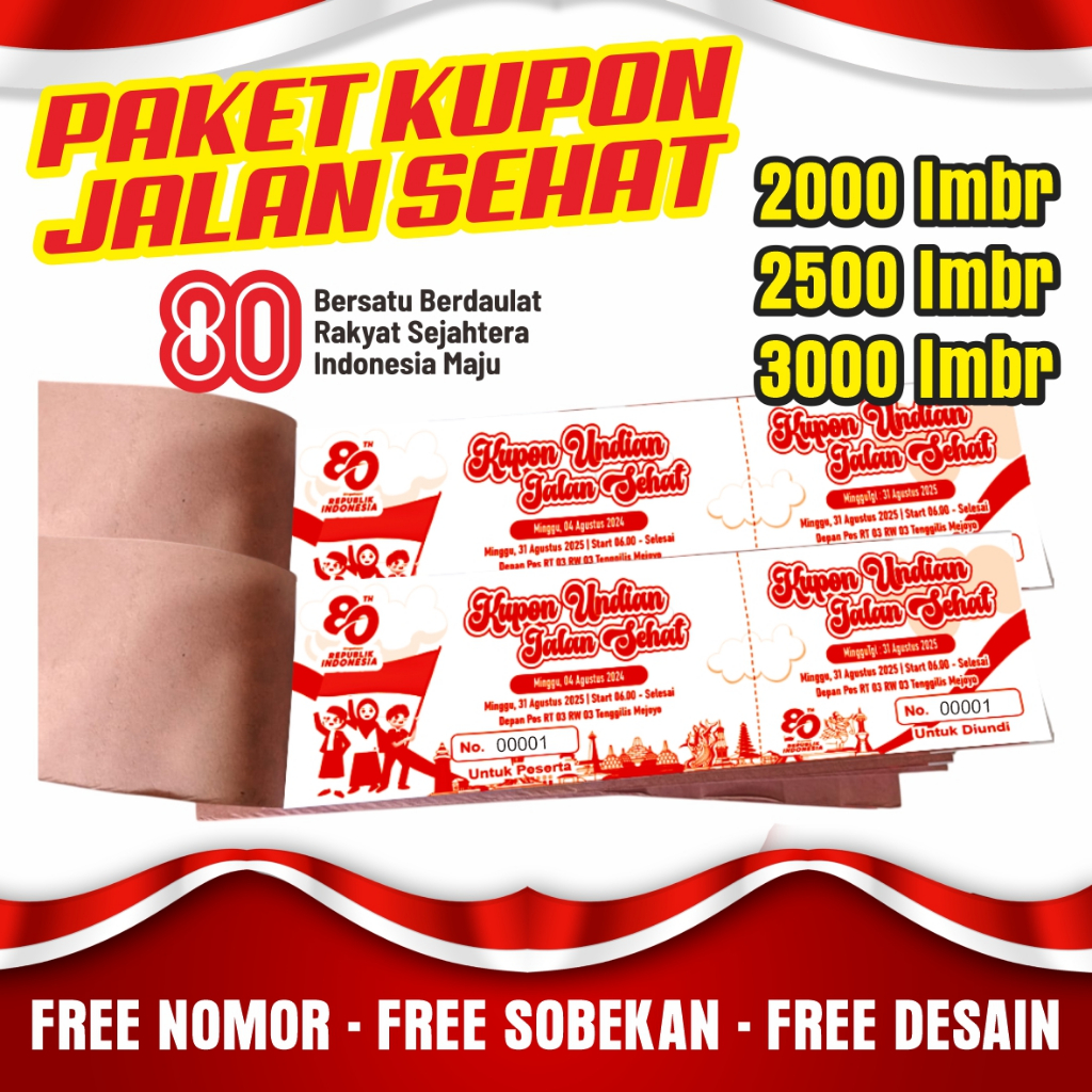 

PAKET HEMAT! cetak kupon jalan sehat custom 2000 Lembar