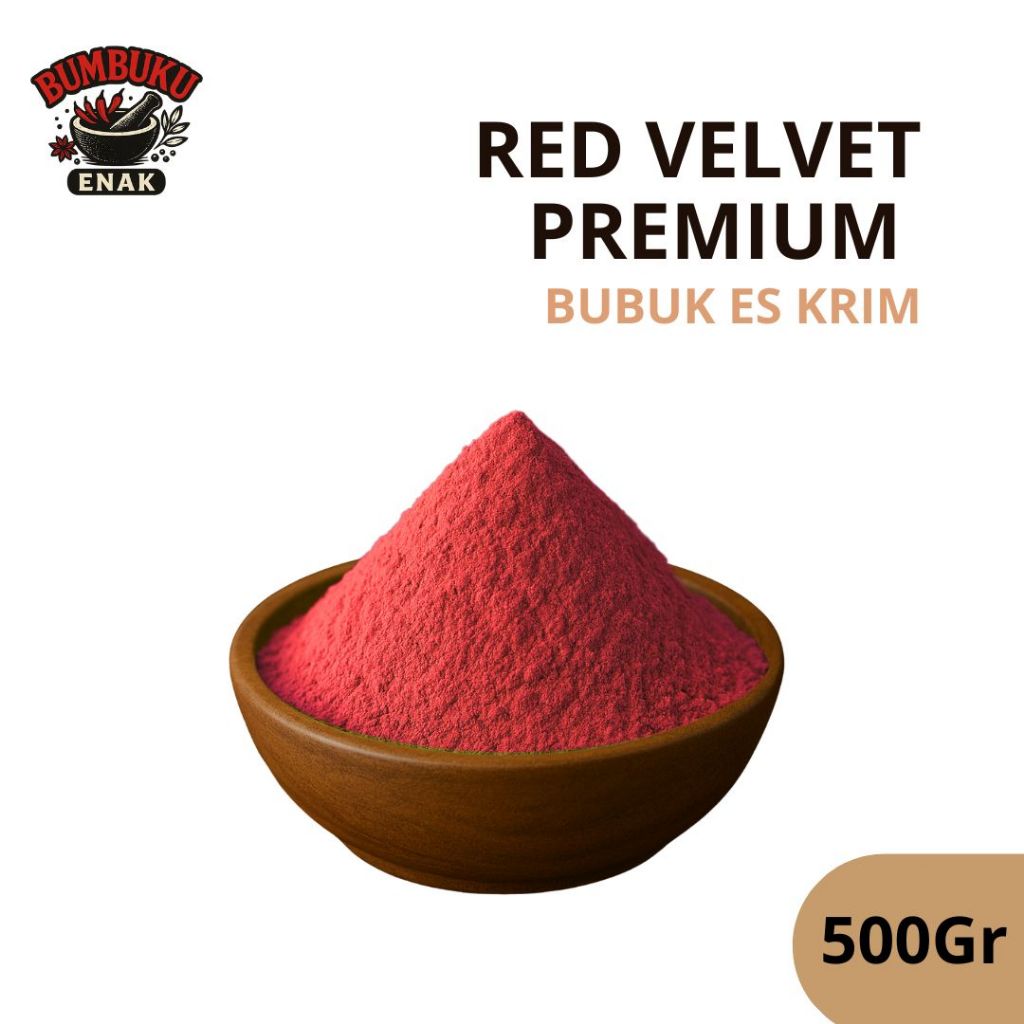 

Bubuk Es Krim Red Velvet Premium 500gr – Rasa Lembut Coklat Keju, Warna Merah Elegan, Praktis Dibuat & Cocok Jualan