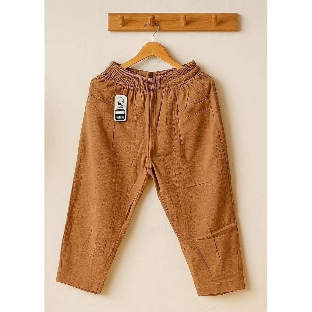 celana 7per9 crigkel linen katun ringan tidak menerawang celana wanita