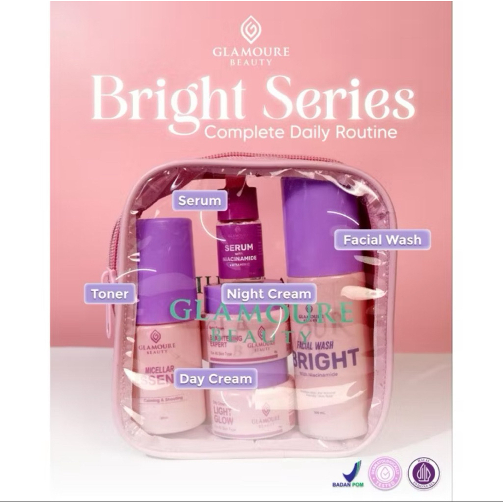 ORIGINAL GLAMOURE BEAUTY SKIN PAKET SKINCARE BRIGHT NORMAL ACNE SERIES JERAWAT GLAMOR ORI%