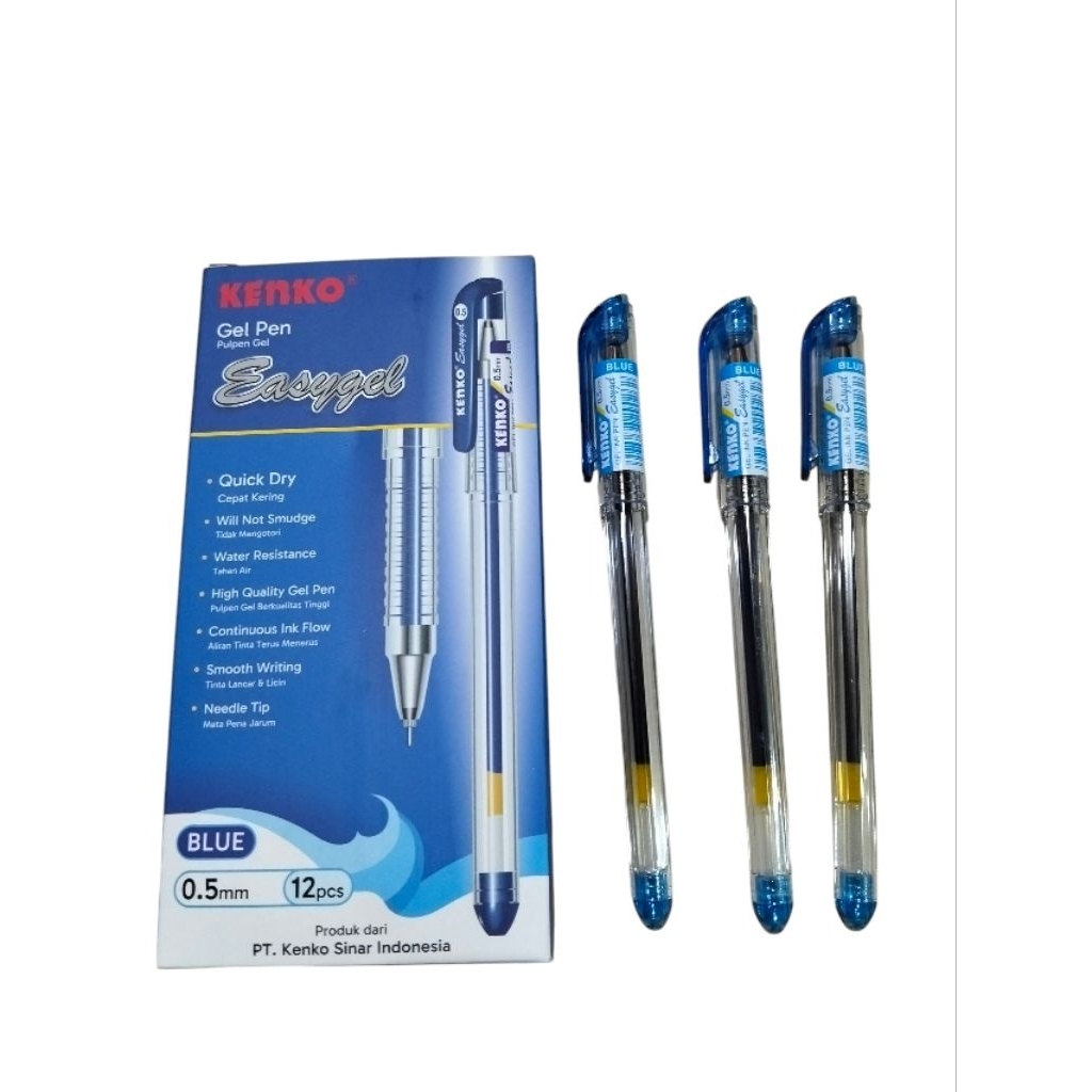 

Pulpen (Lusin) Gel Kenko Easygel 0.5mm Warna Biru – Tinta Cepat Kering & Anti Luntur | 1 Pack Isi 12 pcs - Alat Tulis Kantor/ATK Murah Medan