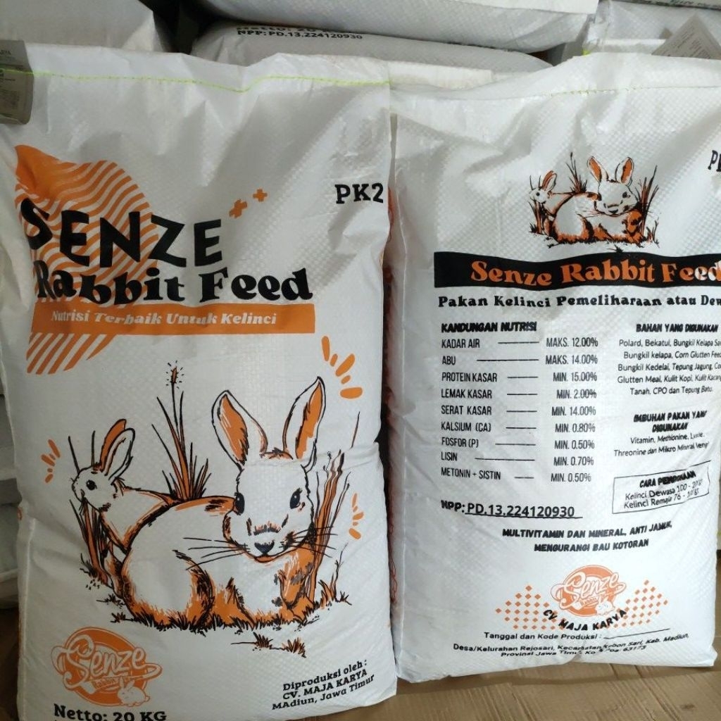 Senze Rabbit Feed Pelet Pakan Kelinci Tinggi Protein merek Senze Rabbit Food