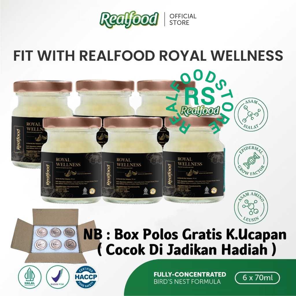 

Realfood Royal Wellness 6 Botol Box Polos ( Minuman Sarang Burung Walet ) RS