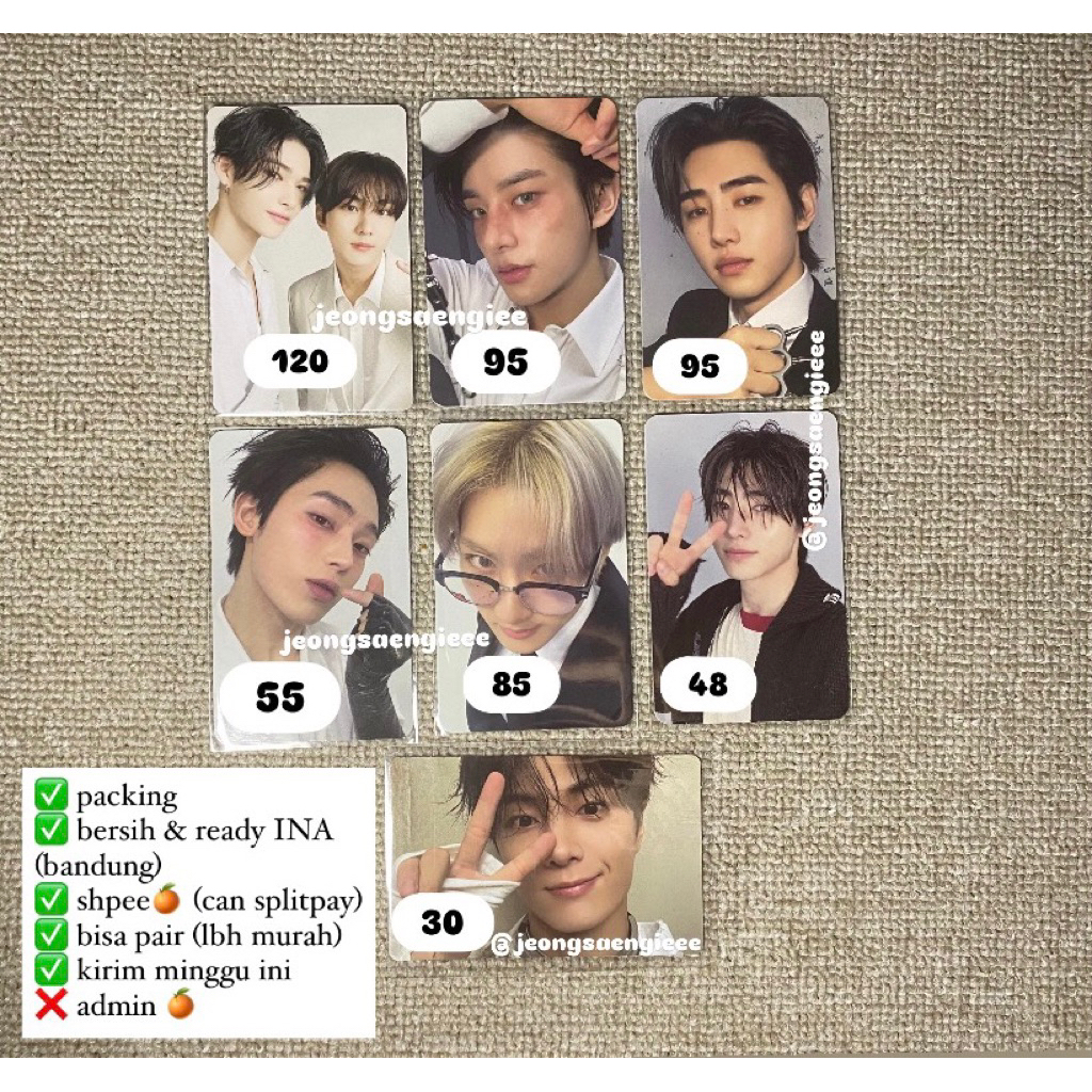 enhypen official photocards (pob kpopmerch vce sunghoon, jungwon sunoo mine ver, daydream weverse su