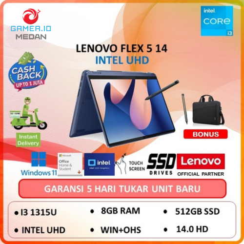 LENOVO IDEAPAD FLEX 5 14 i3 1315U TOUCH 8GB 512GB W11+OHS 14"WuXGA IPS