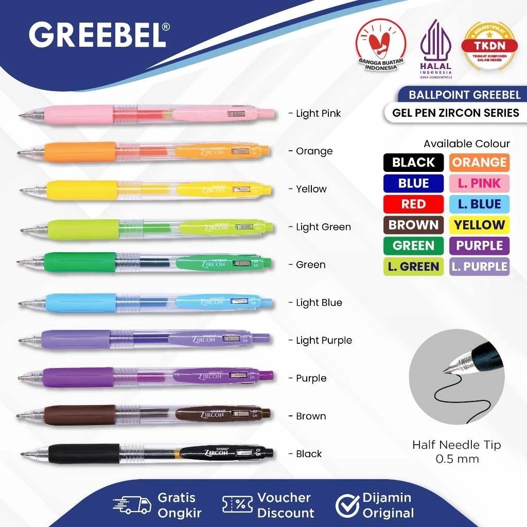 

Greebel Zircon Colour GP-509 Pulpen Gel / 1 Pcs