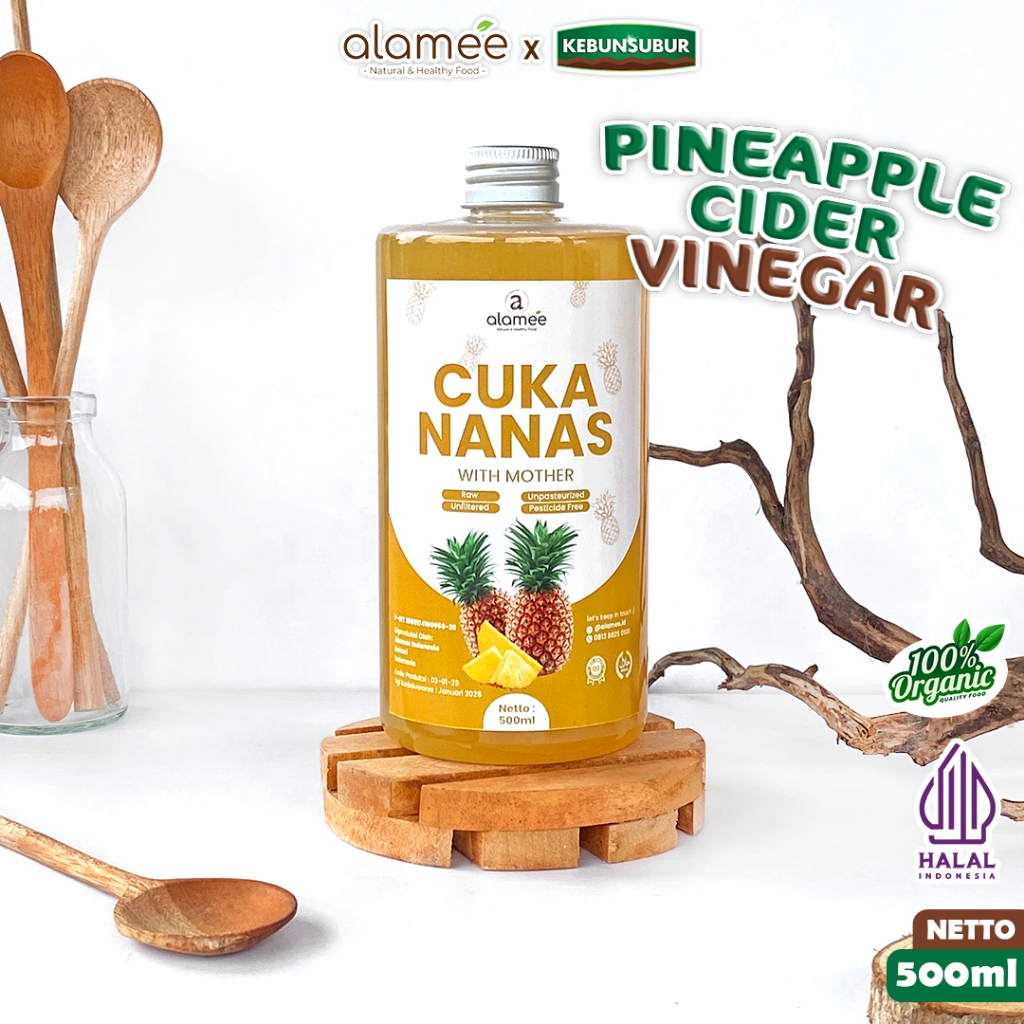 

ALAMEE Cuka Nanas Original Pineapple Cider Vinegar With Mother Organik 500ml Kebunsubur