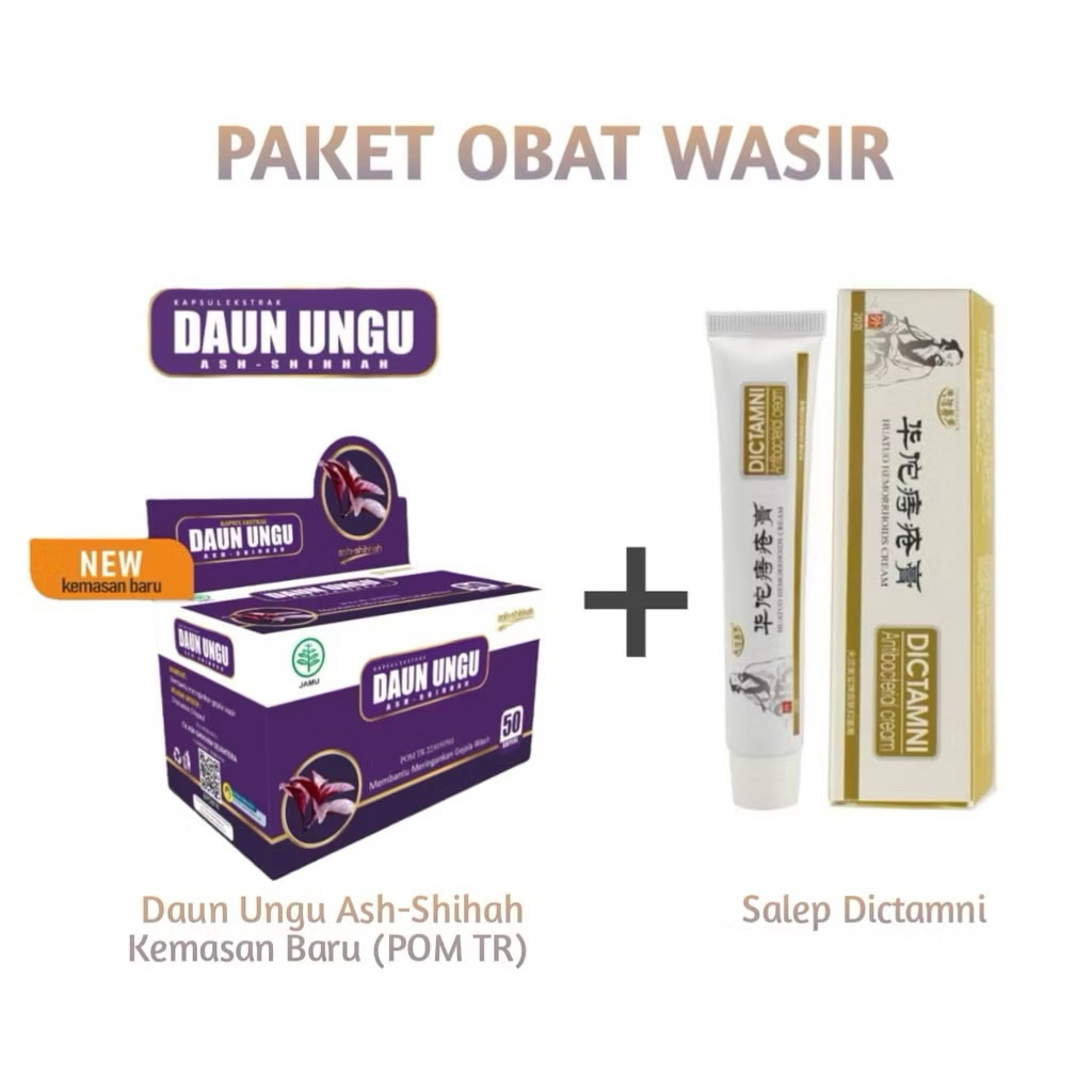 { PAKET } Kapsul Daun Ungu + Salep Herbal Untuk Ambeien