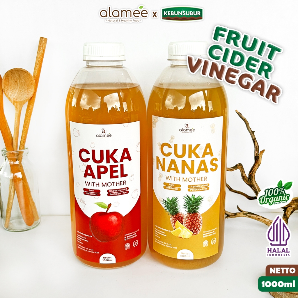 

alamee cuka murni 1 Liter tanpa bahan tambahan lain cuka apel cuka nanas organik kebunsubur