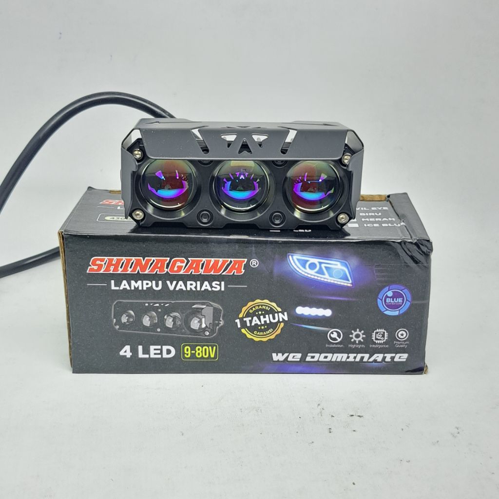 LAMPU TEMBAK SQL 3 MATA SHINAGAWA satuan blue lens+devil