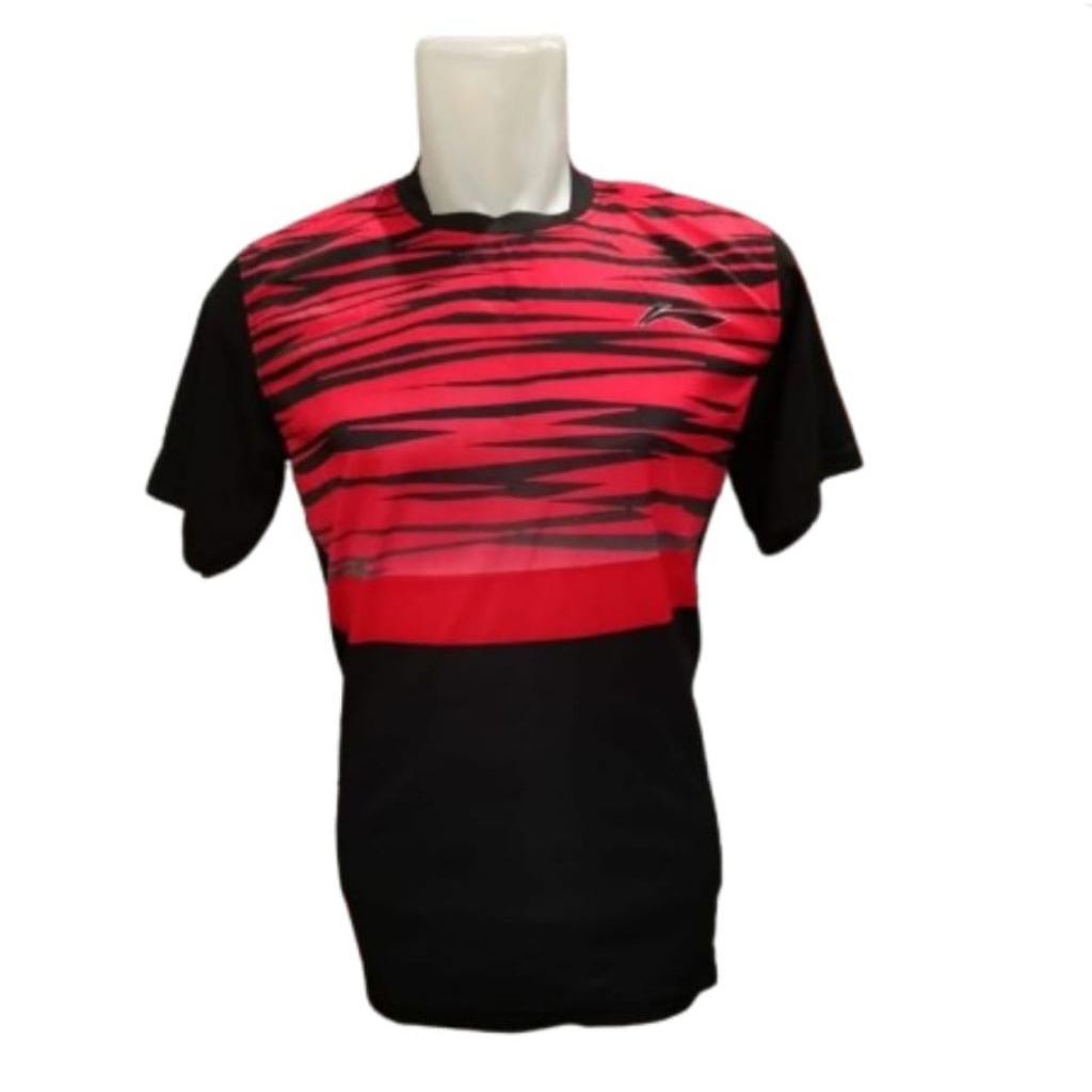 Baju badminton JL-5B kaos bulutangkis hitam corak merah