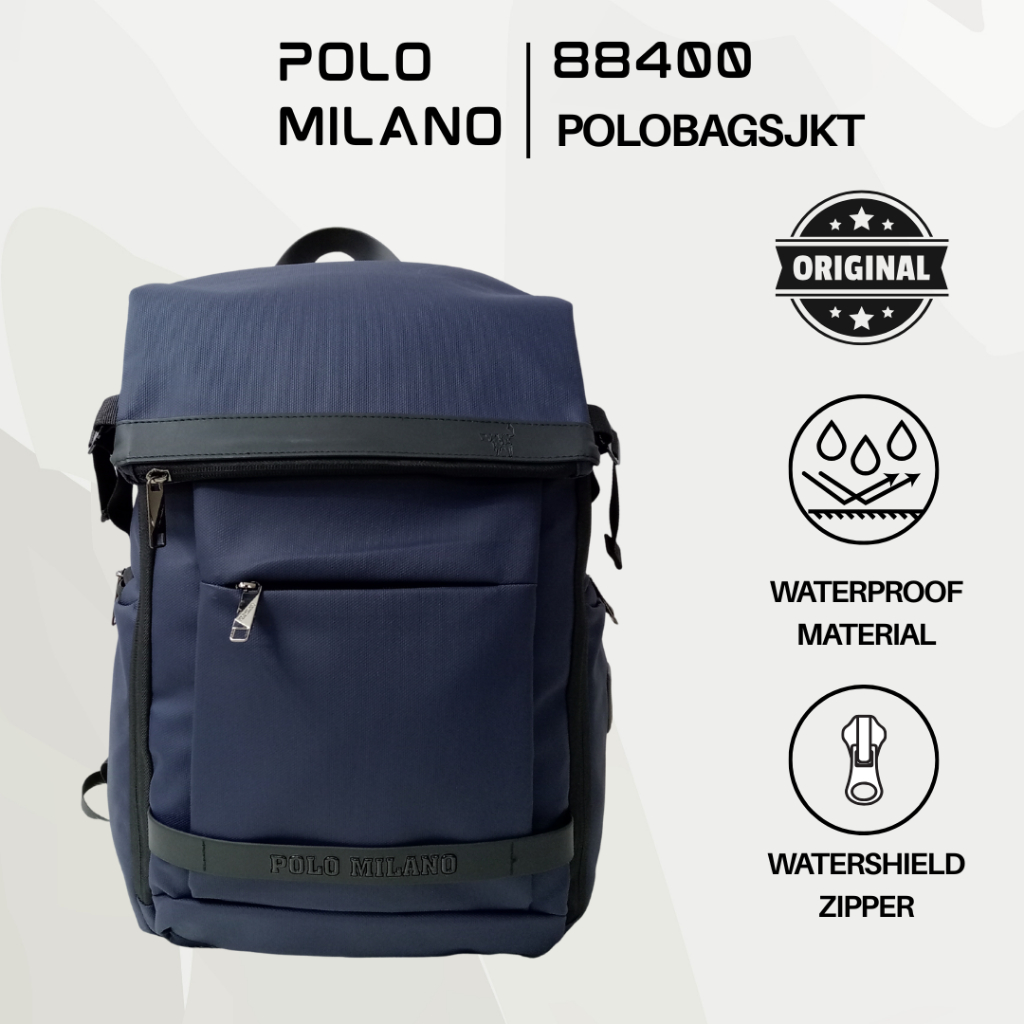 Ransel Pria Polo Milano 88400-18 Inch, Ransel Laptop / Travel / Kerja / Kuliah / Tahan air / Import