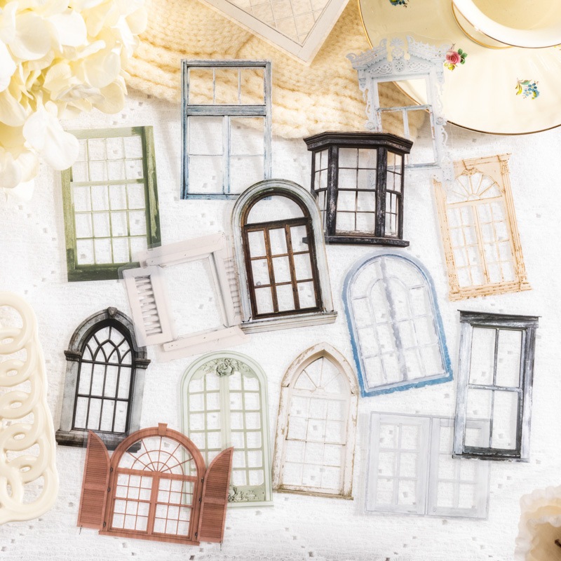 

【MAPLESOL】19 Jendela Kertas Bisa Dibuka Dream Window Deco Flower Window Mechanism Collage Card Sticker Window Dream Series Handbook DIY Material Sticker / Vintage Scrapbook Deco Paper / Kertas Dekorasi / Journal / Bujo / Jurnal