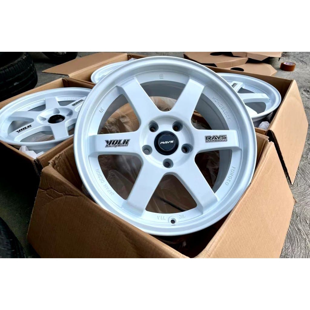 1 set(4biji) velg Te37 white gloss ring 17 pcd 5*114