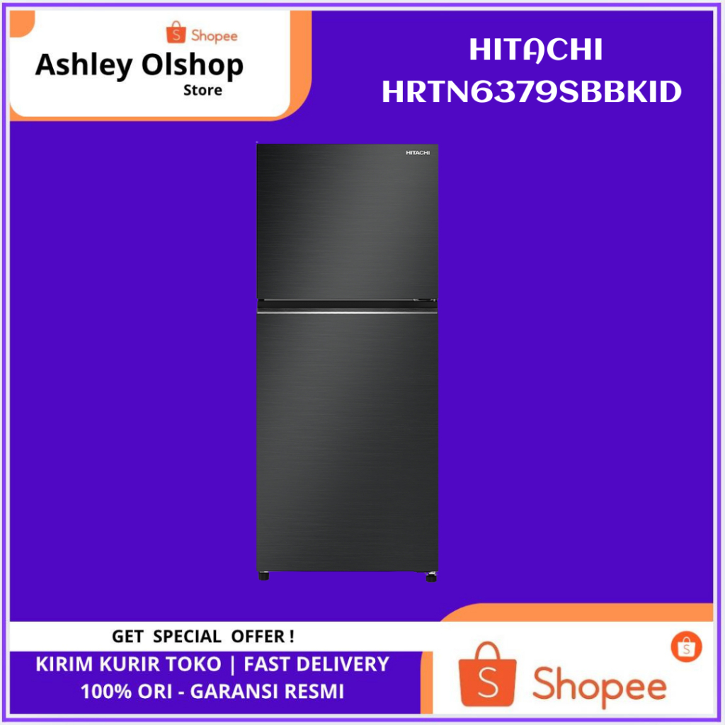 Kulkas Hitachi 2 Pintu HRTN6379SBBKID 344 Liter Kulkas Inverter Hitachi