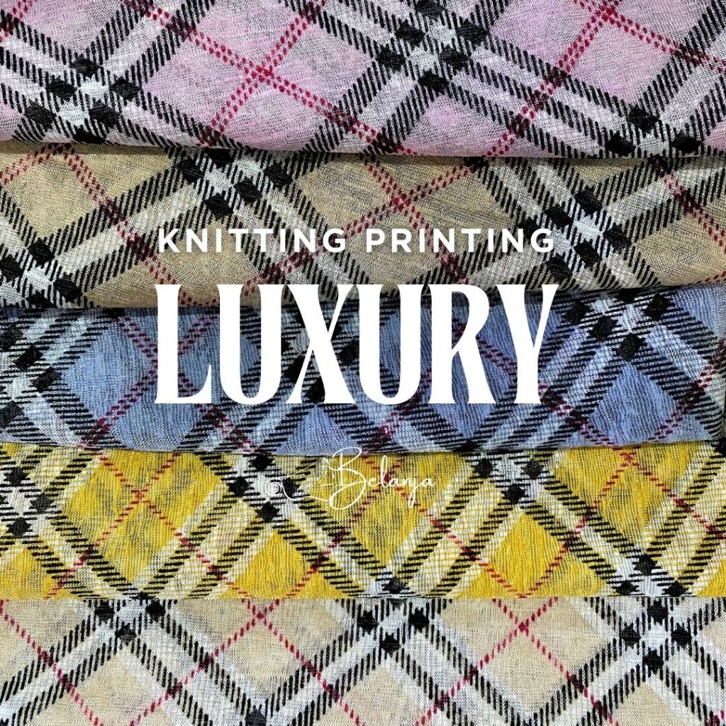 Kain Bahan Knitting Printing Luxury - Knitting Motif Harga per 50 cm